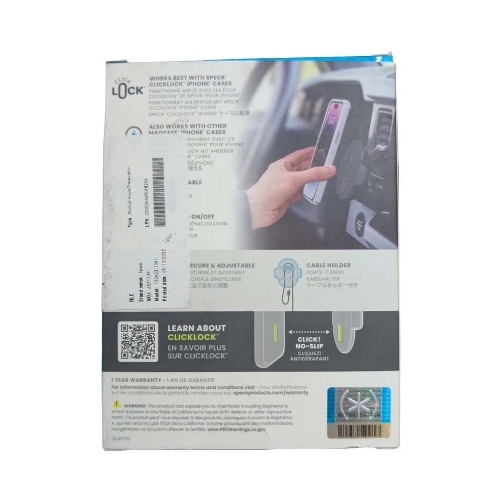 N1-O Speck Car‎ Vent Mount for Magsafe w/ ClickLock - Black